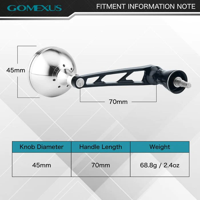 GOMEXUS Spinning Reel Power Handle With Knob - Aluminium 70mm For Shim