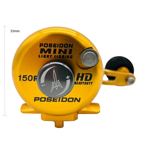 POSEIDON 150 Mini Overhead Jigging Reel Gold/Gunsmoke - Reel Outfitters Co