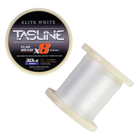 Shop Tasline Braid 8x Elite White Spools 1000m