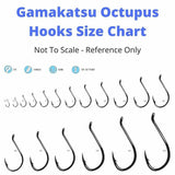 Gamakatsu Octopus Hooks NS Black | Value Pack 25Pk Sizes 1 - 2 - 4 - 6 - 8 - Reel Outfitters Co